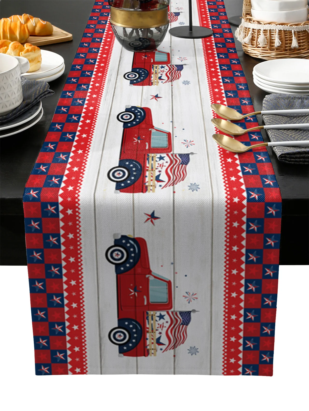 

Independence Day Truck Flag Table Runner Wedding Festival Table Decoration Home Decor Kitchen Table Runners Placemats
