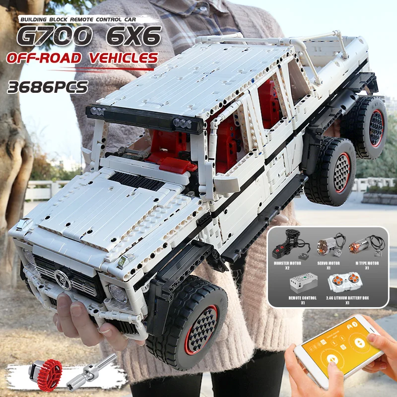 Конструктор MOULD KING 13061: Технический пикап с дистанционным управлением (APP), моторизованный внедорожник 6x6, модель MOC, кирпичики для сборки, подарок для детей на Рождество (art.: 3920d8ef2ff39) - 3920d8ef2ff39