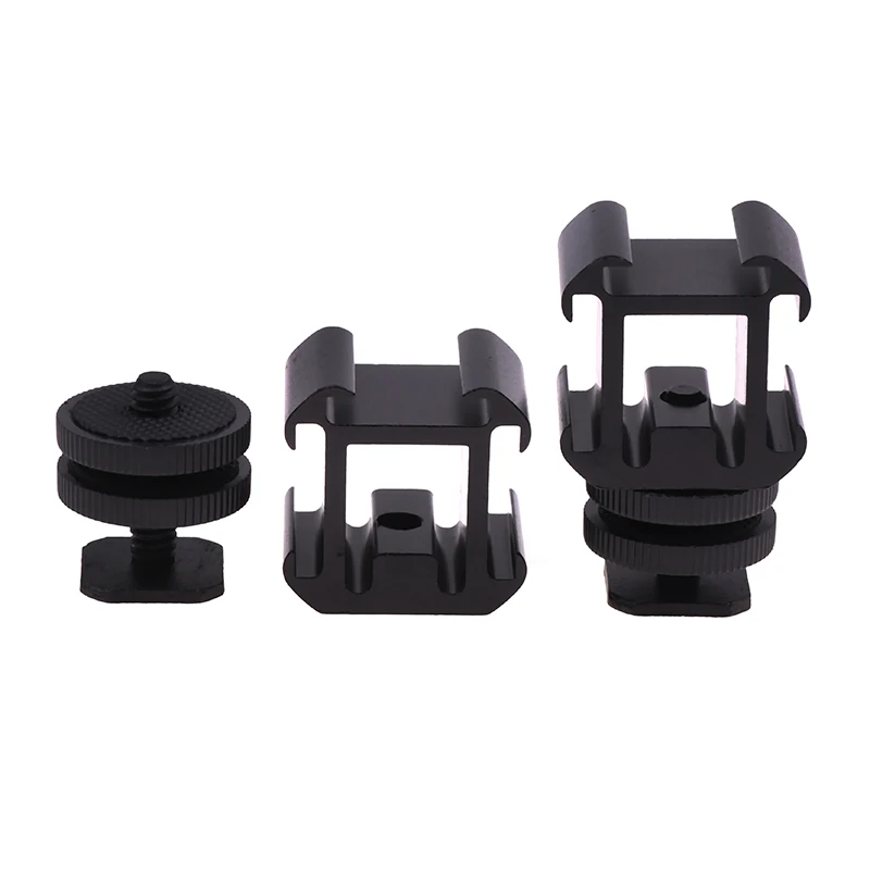 

Triple Hot Shoe Mount Adapter Dual Screws Bracket Stand Holder for DSLR Camera for LED Video Microphone Monitor Flash Light