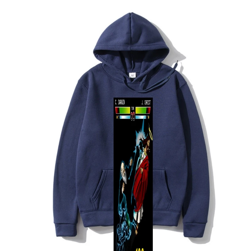 

Худи 2022, новинка, модная верхняя одежда с изображением Иисуса и Дарвина, новинка, 100% хлопковая верхняя одежда с капюшоном