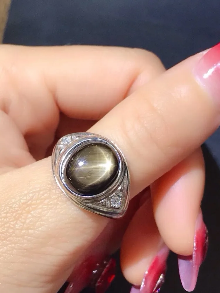 Роскошное кольцо со звездами и искусственным сапфиром для мужчин 2 карата 10 мм * 12