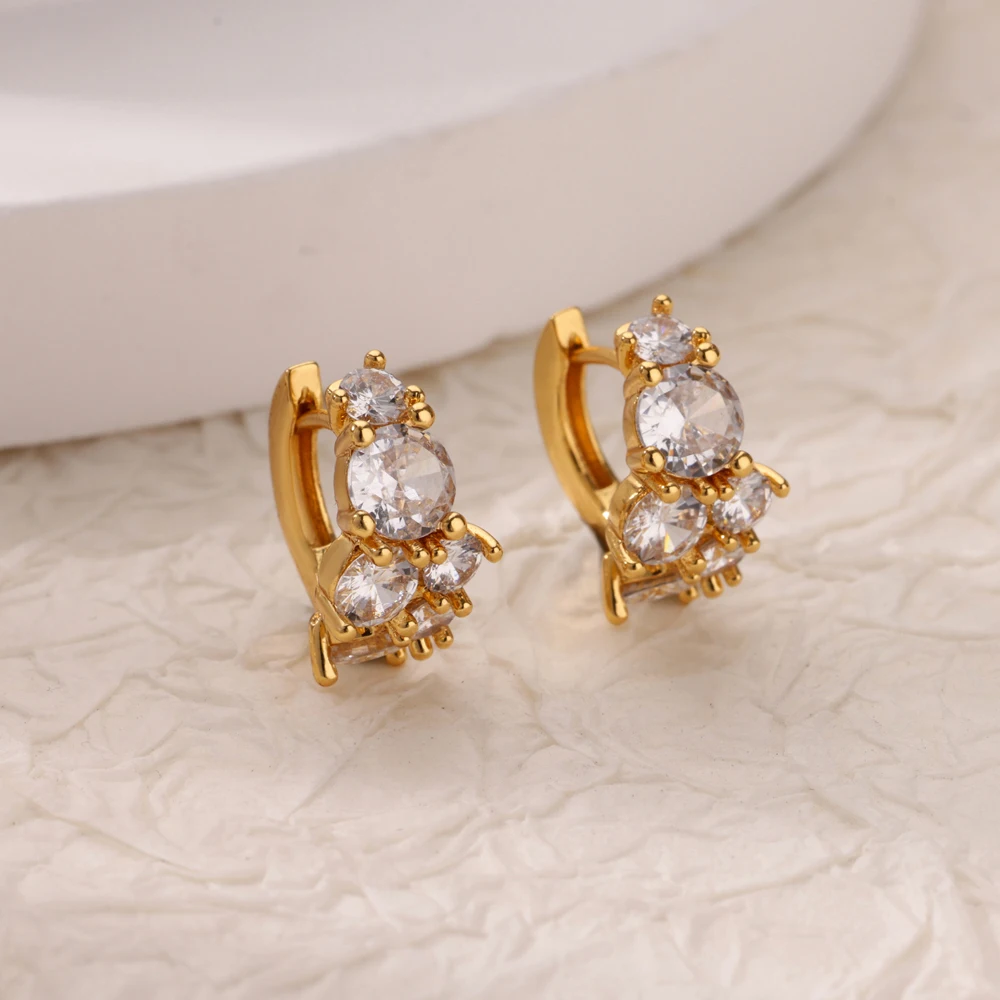 Круглые серьги-гвоздики с цирконием для женщин серьги из нержавеющей стали