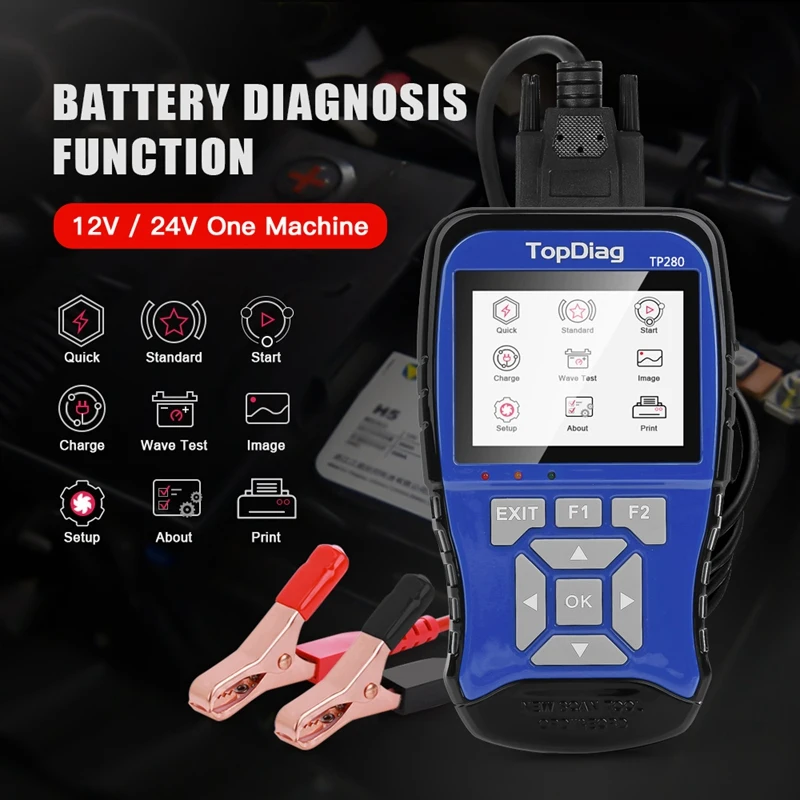 

TopDiag TP280 12V Car Battery Tester Circuit Tester Fast Charge Diagnostic Tool 100 to 2000CCA Battery Analyzer Auto Check Tool