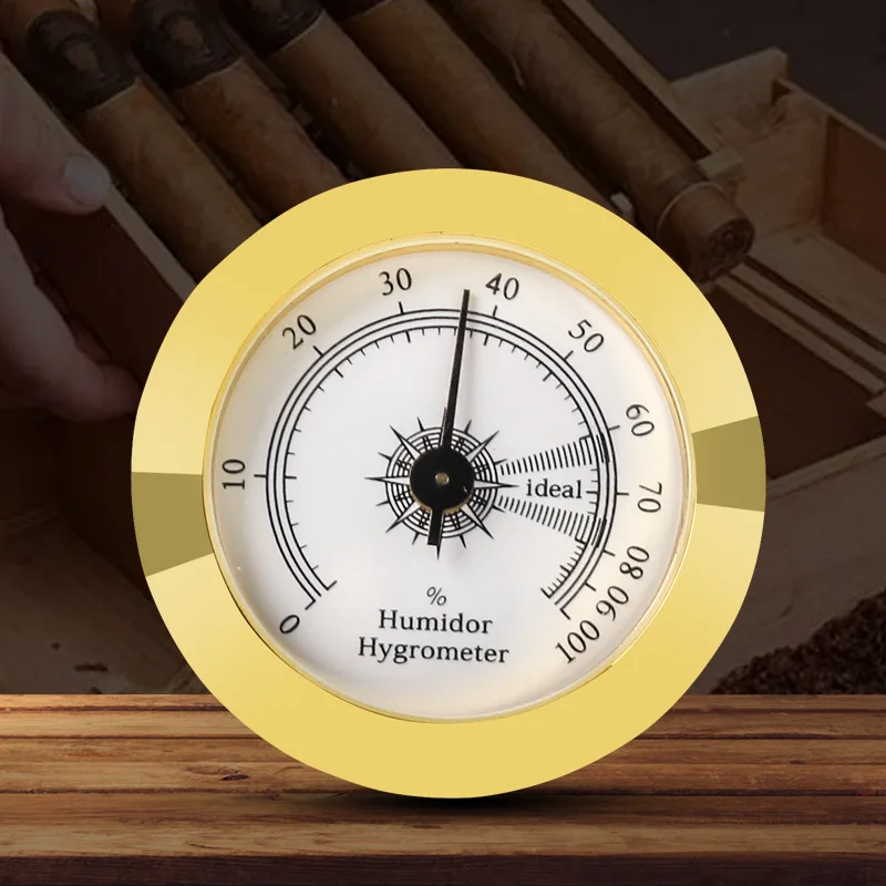 

50MM Humidity Meter Cigar Case Embedded Metal Mechanical Humidity Meter Cigar Accessories