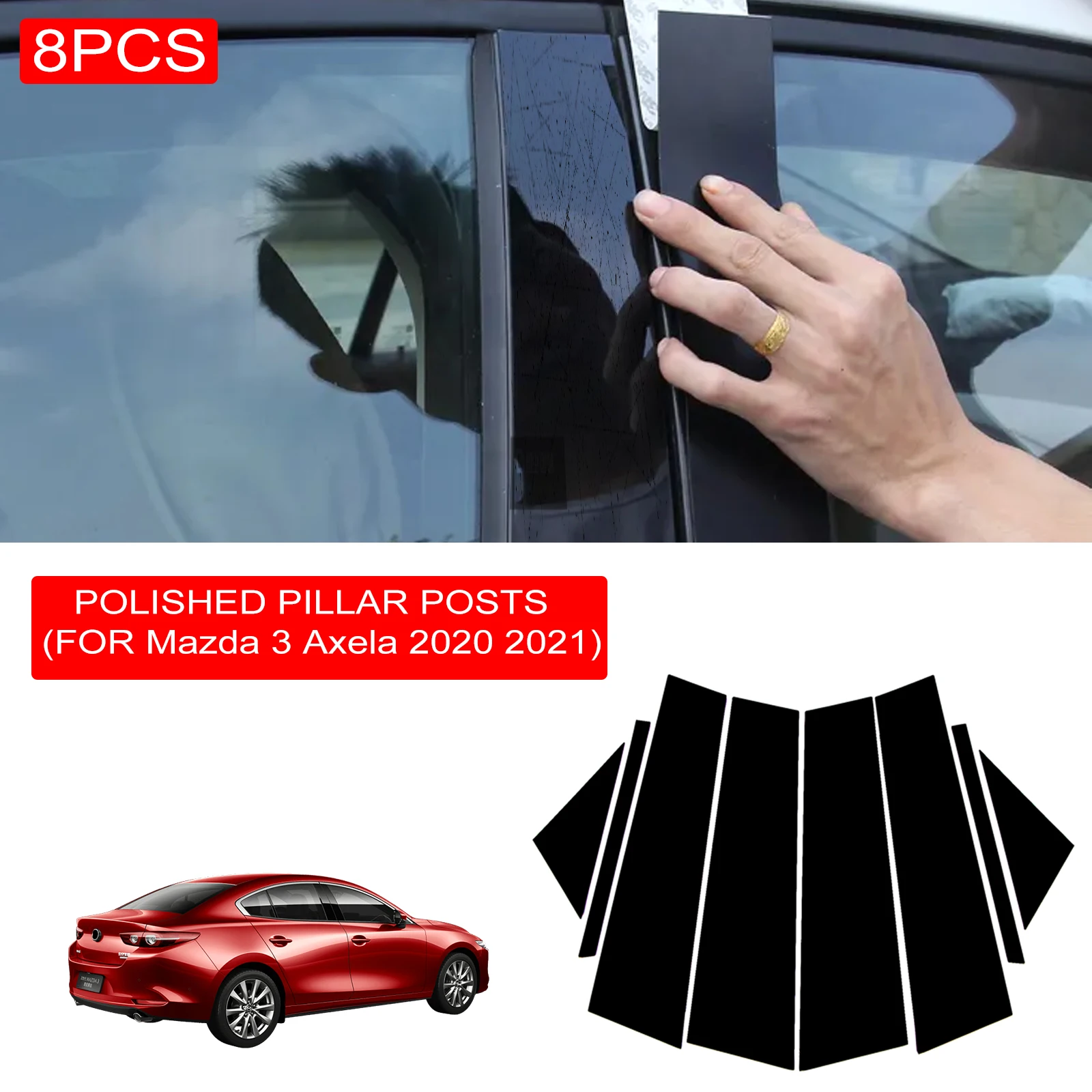 

8 шт. полированные столбики для Mazda 3 Axela 2020 2021 отделка для окна автомобиля BC наклейка на столбик хромированный Стайлинг