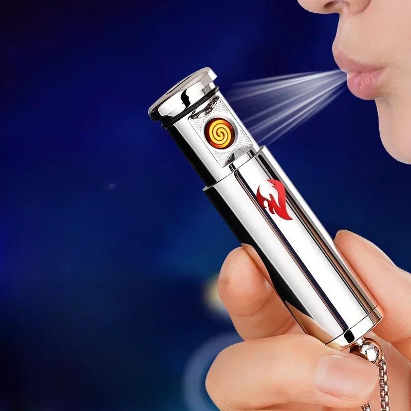 Фото Новая креативная интеллектуальная зажигалка-кулон NewMetal с голосовым управлением, на вольфрамовой проволоке, изысканная, с USB-зарядкой, ветрозащитная №1