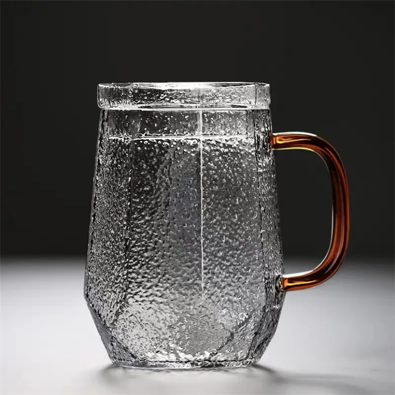 

Термостойкая стеклянная прозрачная чашка для чая, Офисная чашка для воды с ручкой и крышкой, японская кофейная кружка большой емкости с узо...