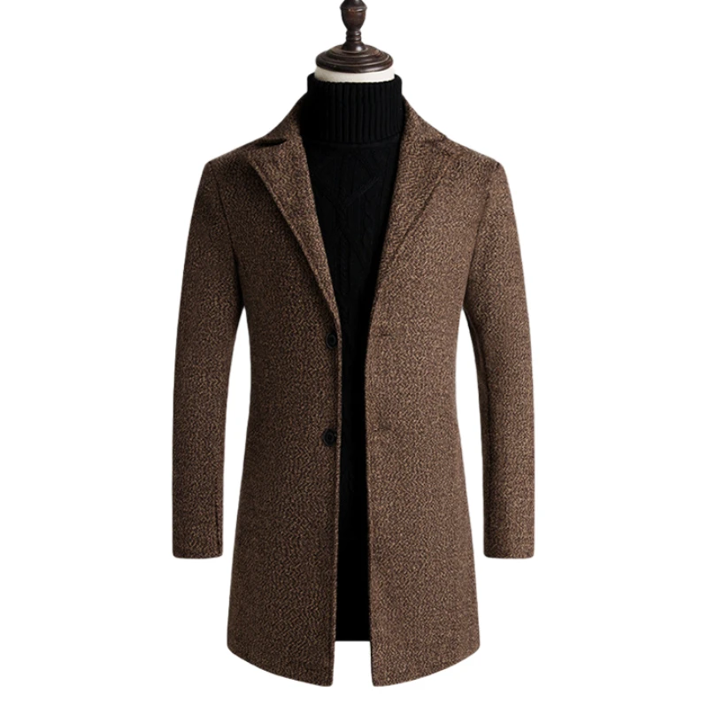 

Winter Autumn Overcoat Woollen Long Men's Coats Thermal Thick Windbreaker Solid Male Fashion Business Smart Casual British Style