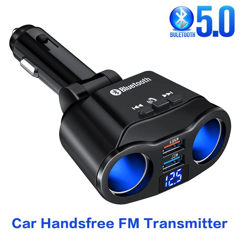 

FM-трансмиттер автомобильный с поддержкой Bluetooth 5,0, 2 USB А