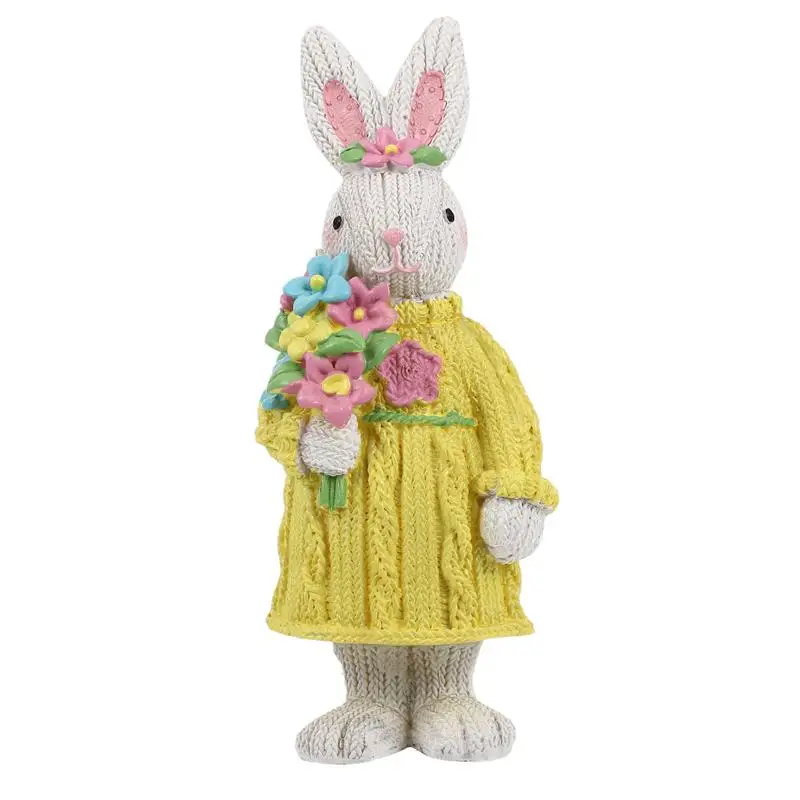 

1pc Easter Rabbit Ornament Weaving Effect Resin Rabbit Room Layout Decor