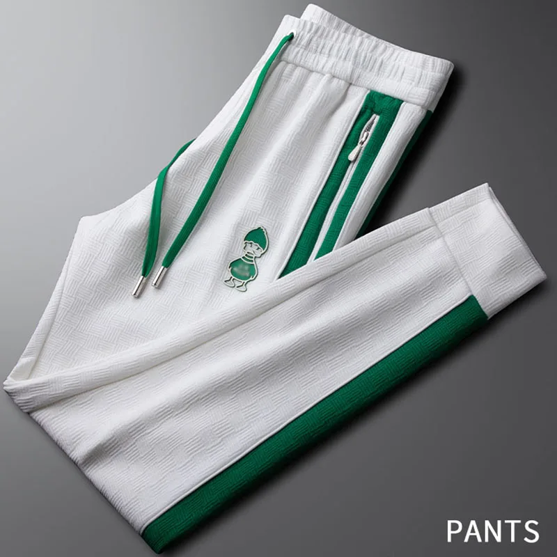

Light luxury high-end printing white sports casual pants men's spring and autumn bundled foot guard pants trendy youth