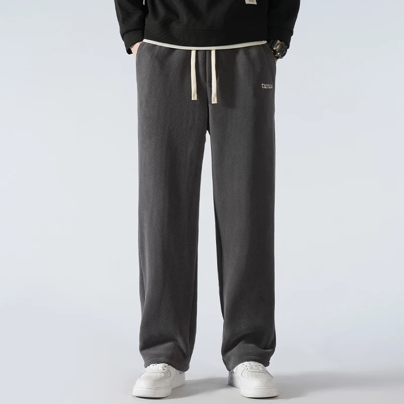 Новые зимние теплые спортивные штаны из плотного флиса мужские утолщенные