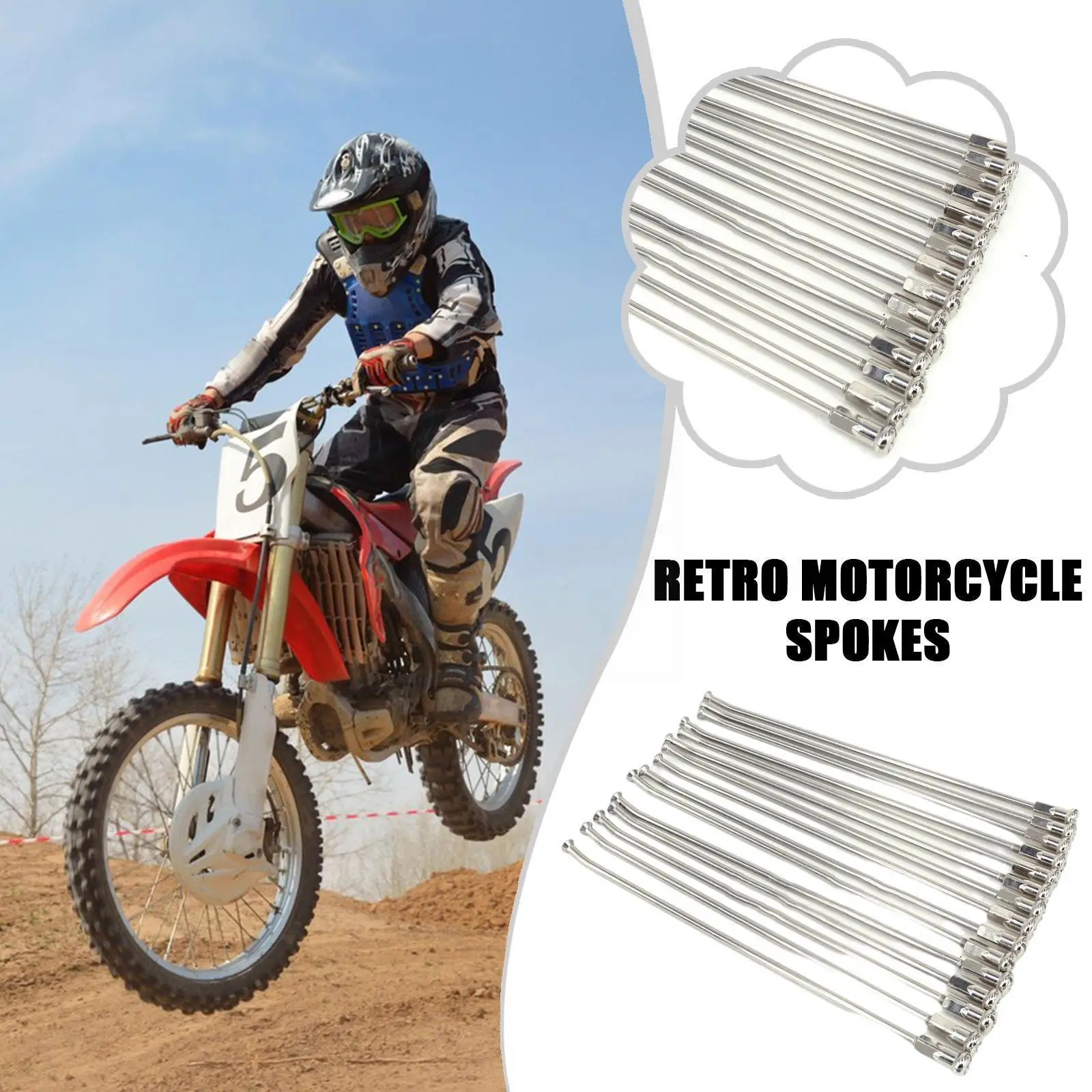 

Motorcycle 36 Pcs 21" Front 18" 19" Rear Wheel Steel Spokes Nipples For Exc Excf Xc Crf Yz Q9w5