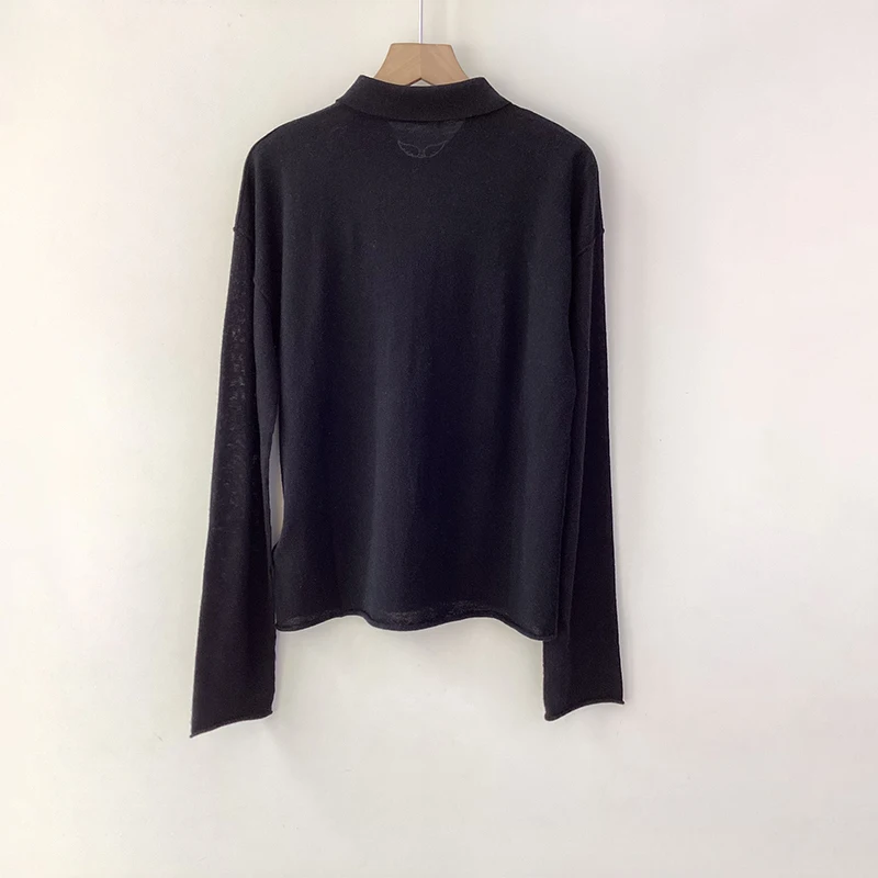 Zadig кашемировый свитер женский свободный черный трикотажный шикарный поло с