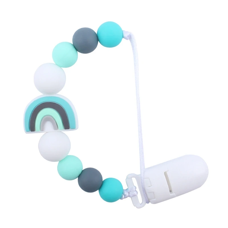 

Милый Радужный силиконовый зажим для соски для младенцев, девочек, мальчиков, детская игрушка для прорезывания зубов, мультяшный держатель ...