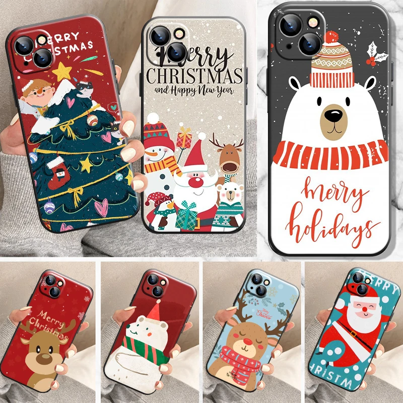 

Christmas Elk Phone Case For Apple iPhone 13 12 11 Pro 12 13 Mini X XR XS Max SE 6 6s 7 8 Plus Soft Coque Back Silicone Cover