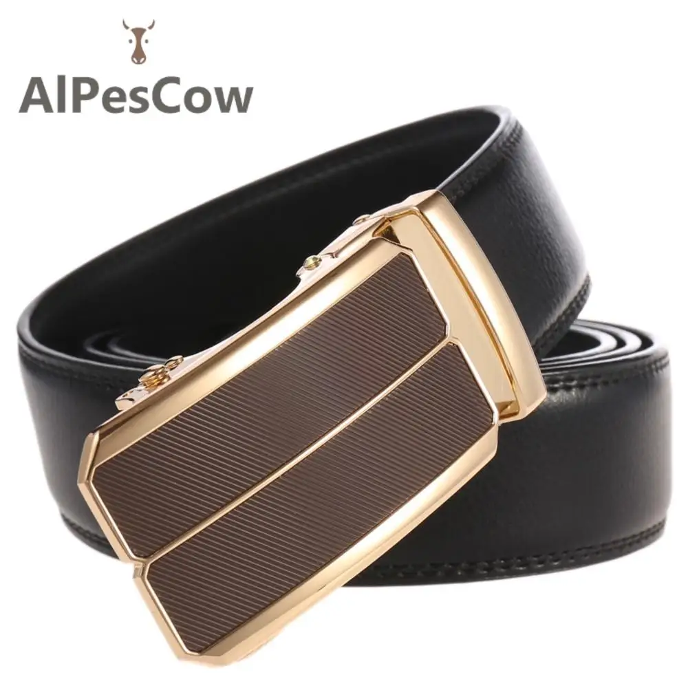 

Male Genuine Leather Belt for Men 100% Alps Cowhide Ratchet Belt Men's Jeans Luxury Brand Formal Automatic Buckle Business Male