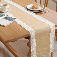 lace jute linen vintage natural table runner country wedding table decoration christmas home party table decor jute linen runner