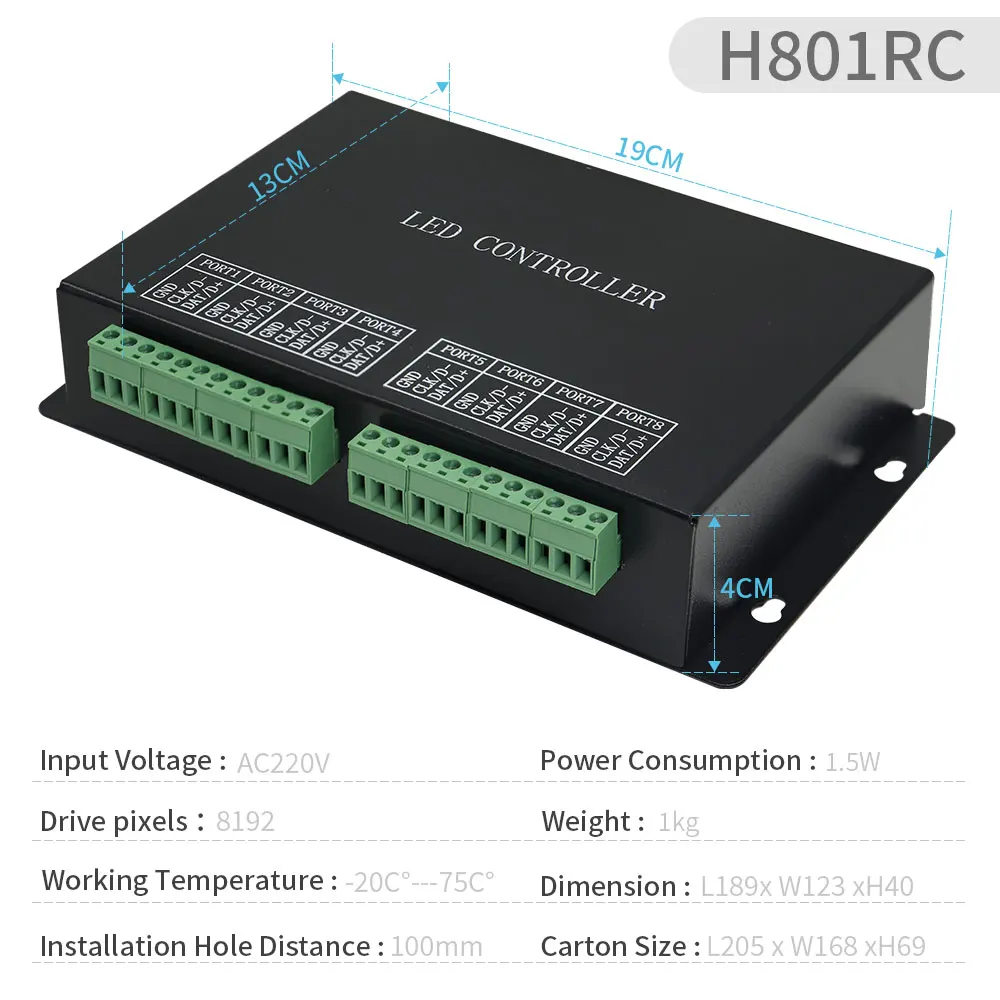 Фото H801RC H802RA H803TC WS2812B WS2811 Светодиодная лента RGBIC Artnet Eternet-SPI Пиксельный контроллер WS2815 Программируемое освещение 4 канала/8 канала №2