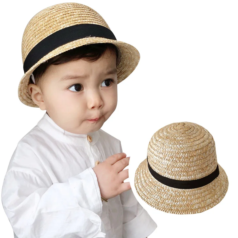 

Summer Baby Hat Panama Straw Kids Bucket Hats for Girls Boys Caps Outdoor Beach Kids Sun Hat Infant Accessories for 6-24M