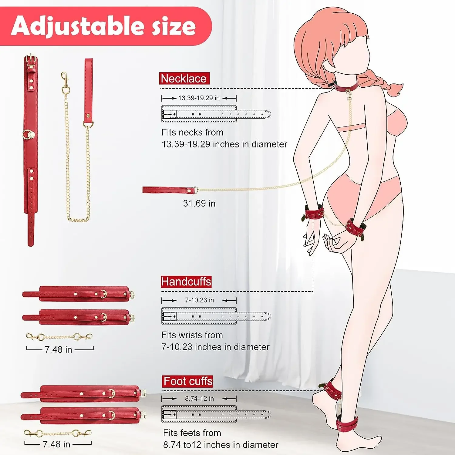 БДСМ Красная кожаная секс-бондаж Игрушка для взрослых пар Игры Сексуальная