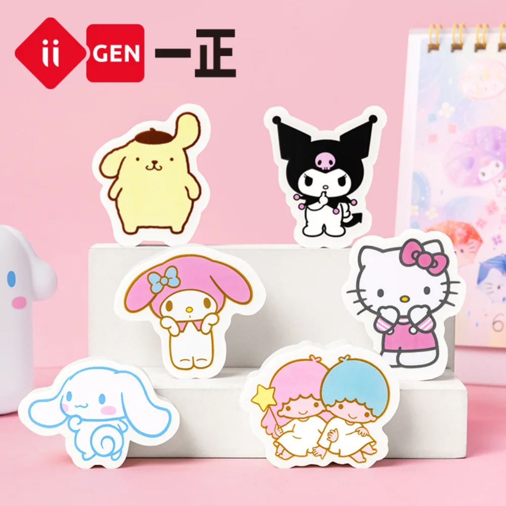 

6Pcs/Set Kawaii Erasers Iigen Stationery Sanrio Family Image Eraser Hello Kitty My Melody Student Cute Creative Eraser Fans Gift
