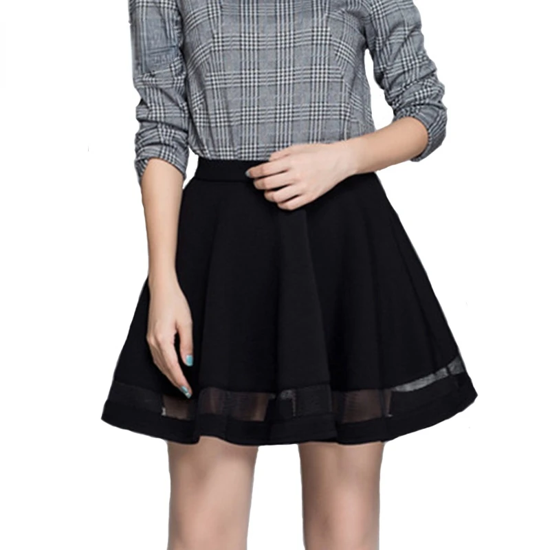

DYQLQ Fashion Summer Women Skirt Black Sexy Mesh Pleated Skirts Womens Winter Faldas Mujer Saia Tutu Midi Etek Jupe