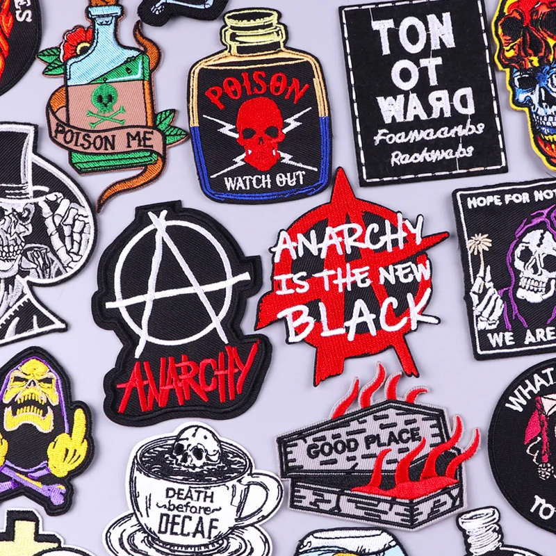 

Punk Patch On Clothes DIY Iron On Patches For Clothing Thermoadhesive Patches Hippie Letters Fusible Patch Jackets Rock Badges