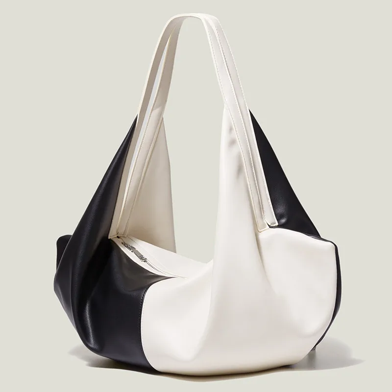 2023 New Fashion Color Blocking Armpit Bag Simple Casual Tote Bag Fashion Grid Shopping Shoulder Bags Women Purse And Handbags