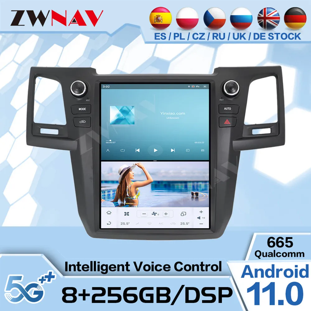 Вертикальный экран Qualcomm Android мультимедиа для Toyota Fortuner 2007 2008 2009 2010 2011-2015 GPS Navi