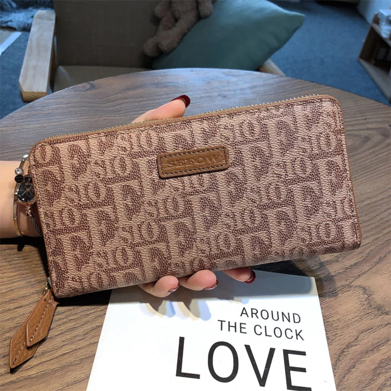 2023 New Women Wallets Letter Pattern Long Wallet Real Leather Female Purse For Cell Phone Calfskin Clutch Bag Brand Card Holder