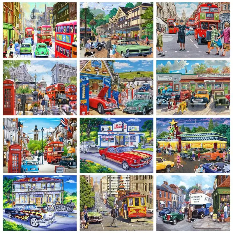 

CHENISTORY Modern Paint by Number Picture HandPainted Painting By Number City Landscape For Adults Cars Unique Gift On Canvas
