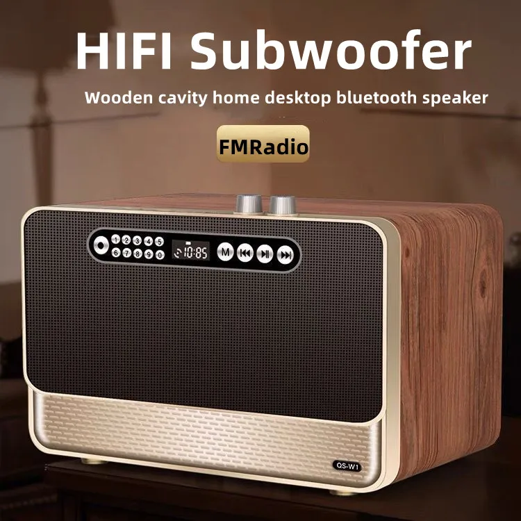 

Bluetooth-Колонка деревянная портативная с сабвуфером и FM-радио