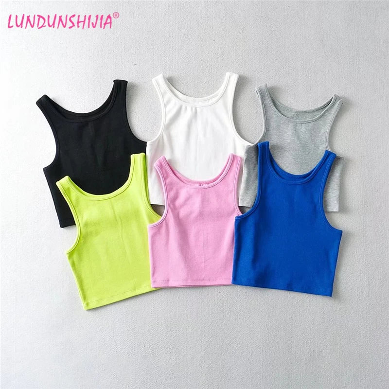 Топ LUNDUNSHIJIA женский хлопковый в рубчик Модный пикантный укороченный топ без