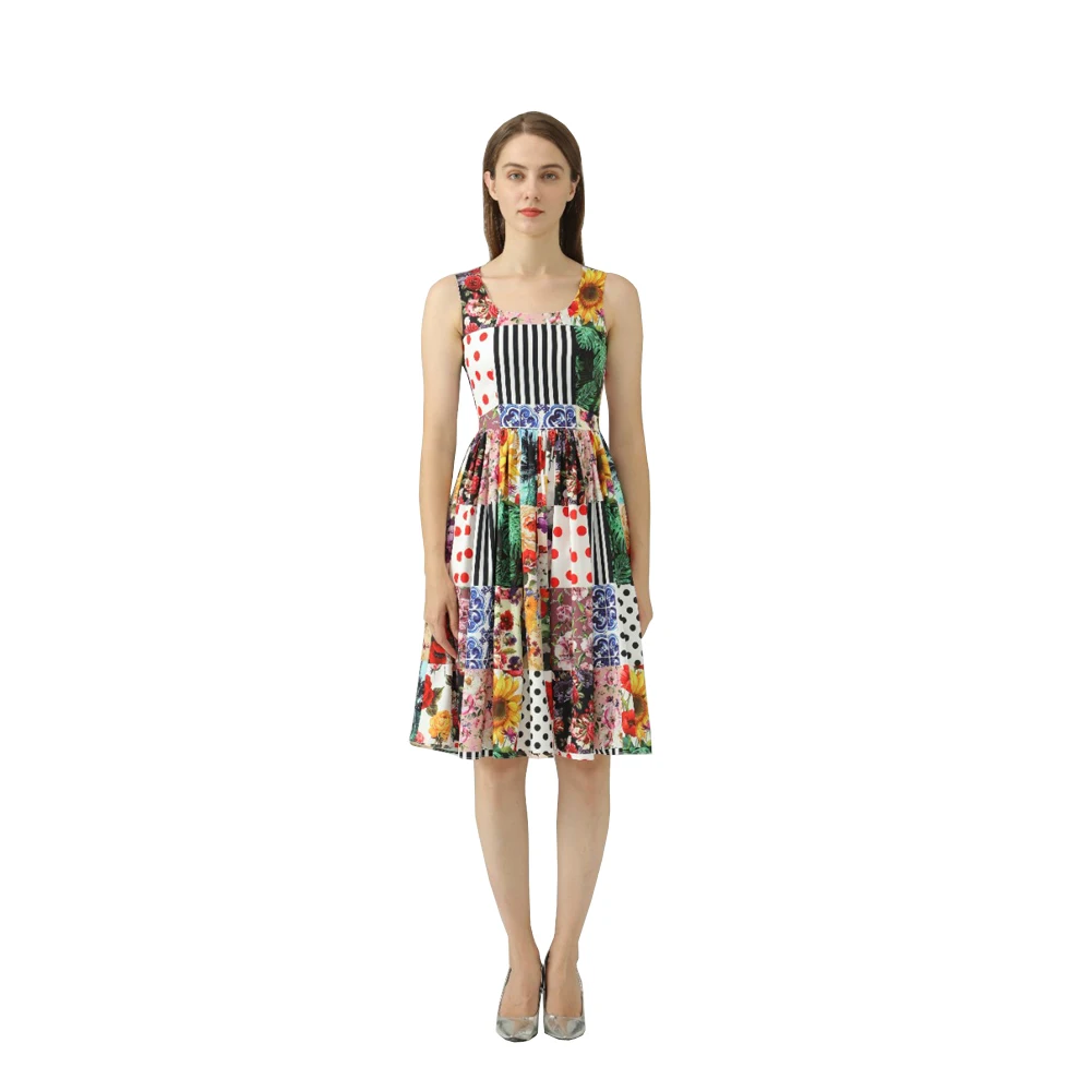 

Женское приталенное платье на бретельках, красное Хлопковое платье с принтом и высокой талией, подчеркивающее индивидуальность, большие размеры, весна-лето 2022