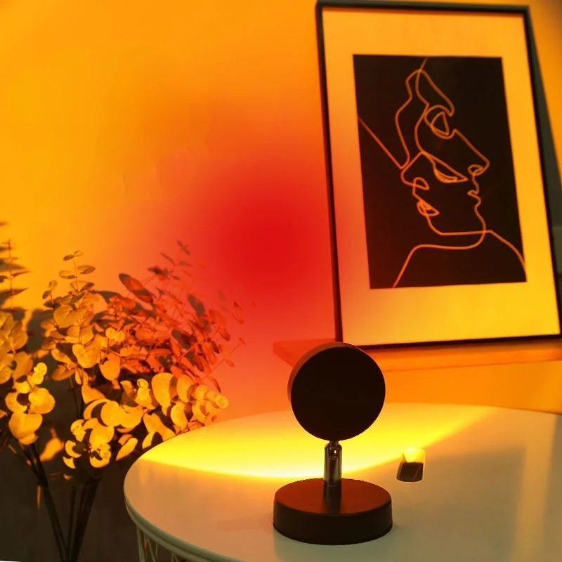 

USB Rainbow Sunset Red Projector Led Night Light Sun Projection Desk Lamp for Bedroom Bar Coffee Store Wall Decoration Lighting