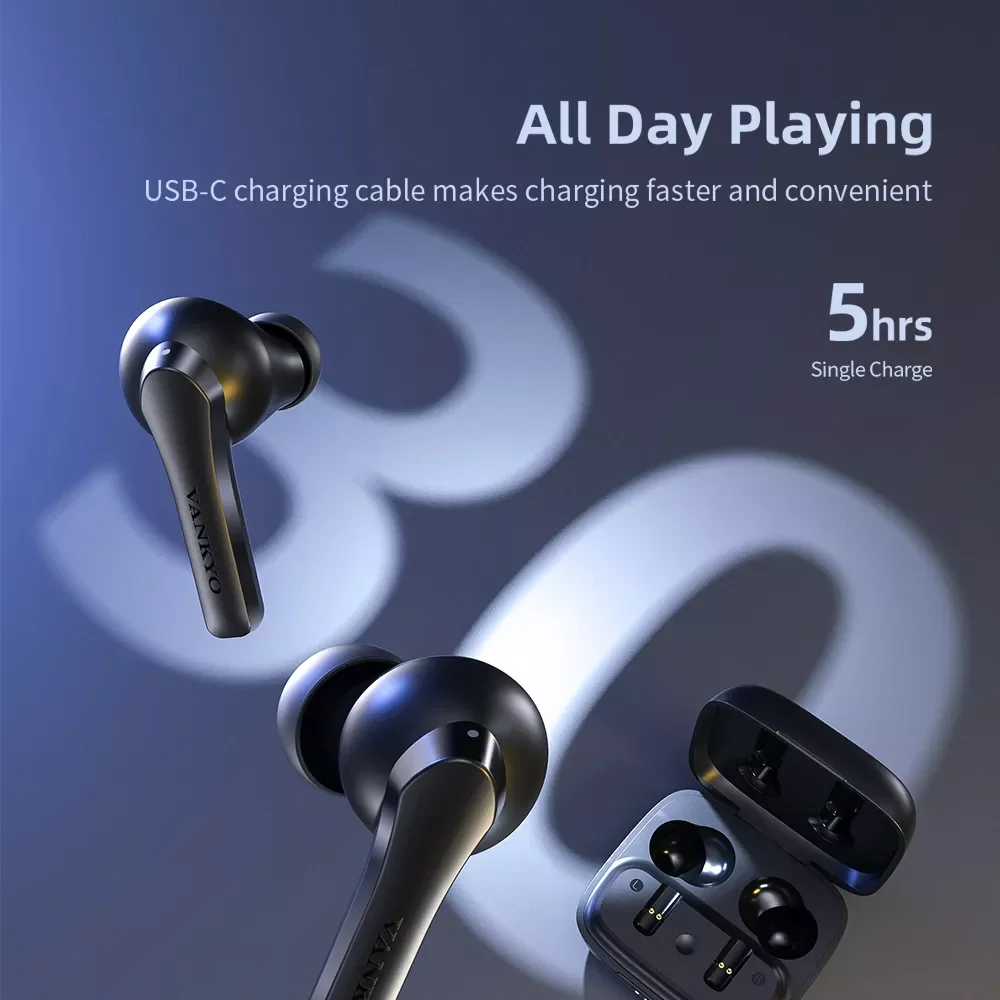 

VANKYO X400 Wireless Earbuds BT 5.0 In Ear w/Mic CVC 8.0 Noise Cancelling Earphones Sport Deep Bass Touch Control Twin&Mono Mode