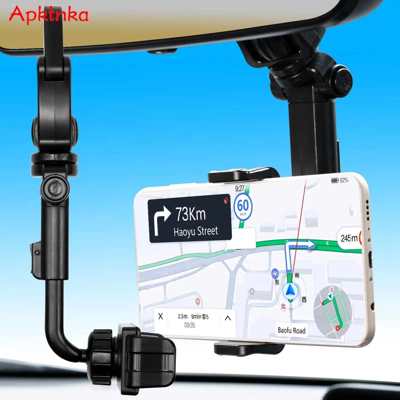 

360° Multifunction Car Clip Phone Holder Smartphone Cradle Mount Stand Rearview Rear View Mirror Bracket Back Seat Accessories