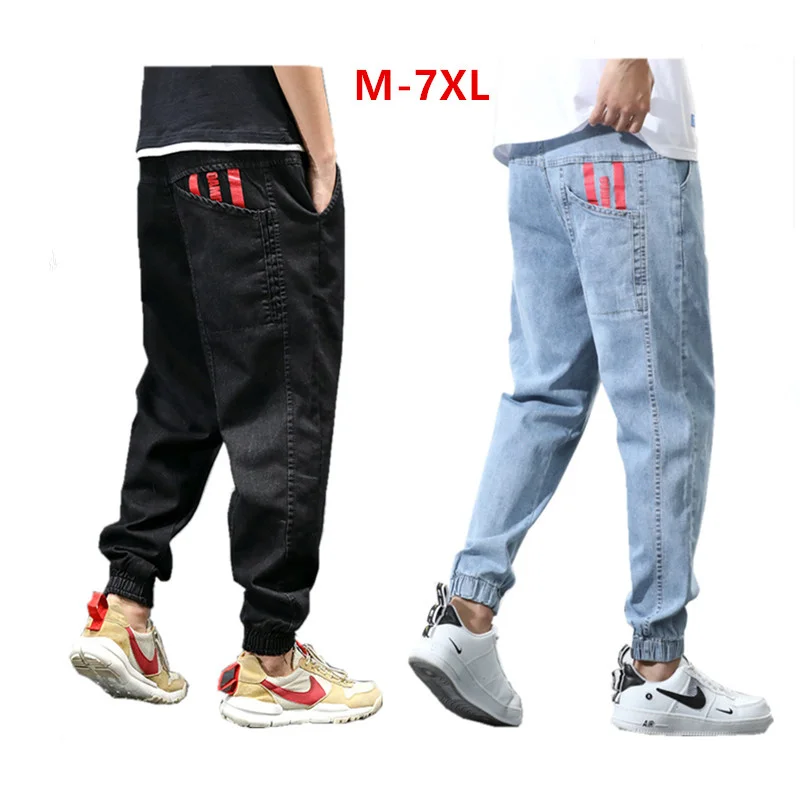 

Loose Harem Black Jeans For Men Oversized Plus Size 5XL 6XL 7XL Japanese Blue Pants Cowboy Denim Hip Hop Boys Jogger Trousers