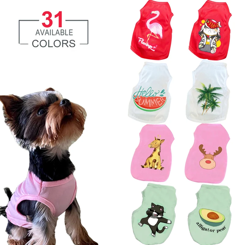 

Dog Clothes for Small Dogs Cute Printed Summer Pets Tshirt Puppy Dog Clothes Pet Cat Vest Cotton T Shirt Pug Apparel Costumes