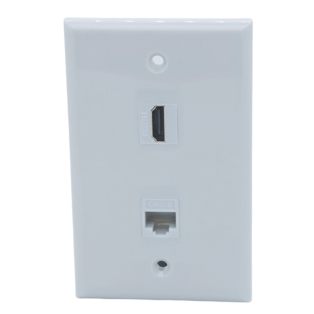 

Gray Color 1 Gang 2 Ports HDMI CAT6 RJ45 Female To Female Wall Plate
