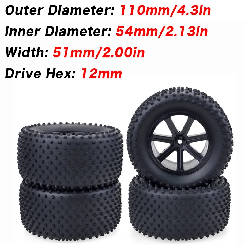 4 шт. 110*51 мм RC 1/10 короткий курс/монстр-Трак колеса с шинами для Redcat HSP HPI Traxxas Losi VRX LRP радиоуправляемые автомобили