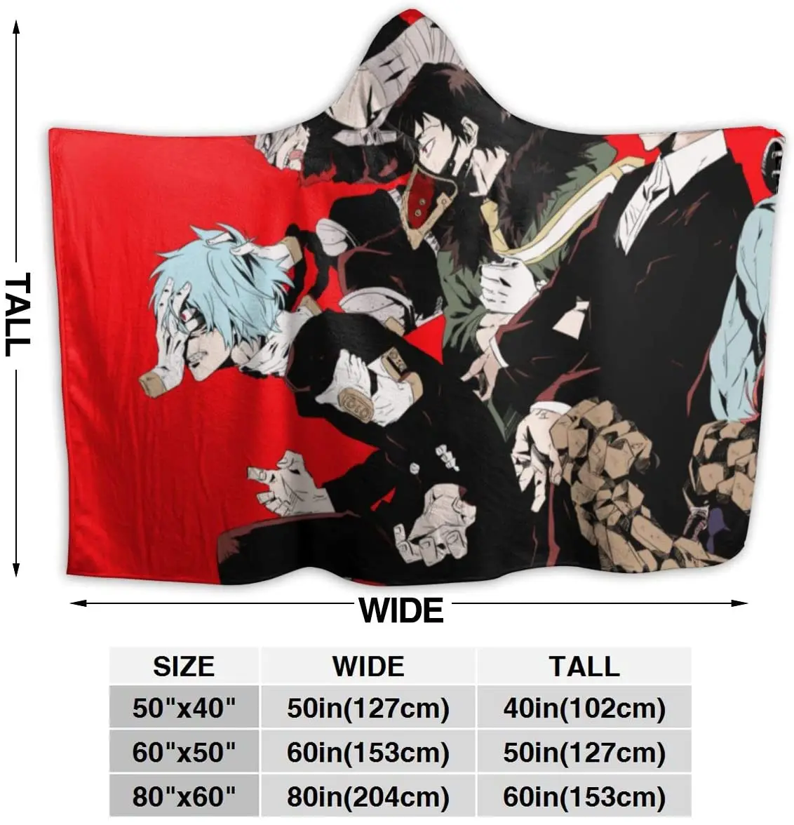 

My No Hero Academiy MHA BNHA Throw Blanket for Unisex Adult Hooded Blanket for Sofa Wearable Blanket Flannel Blanket