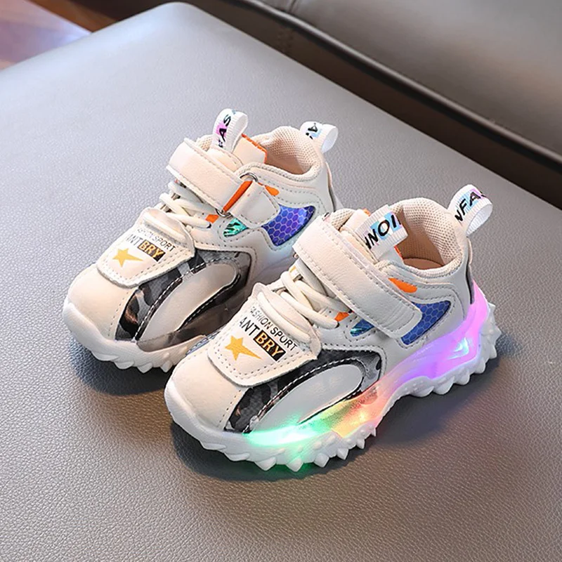 

Led Kid Shoes Children Sneakers Boy Girl Running Shoes Sports Sneakers Anti-Slippery Tennis Baby Toddler Lighted Shoe Size 21-30
