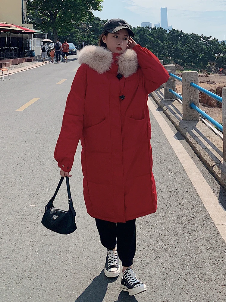 2022 Hot Sale Women Winter Jacket Long Warm Thicken Hooded With Fur Korean Style Fashion Female Coat Parka High Quality