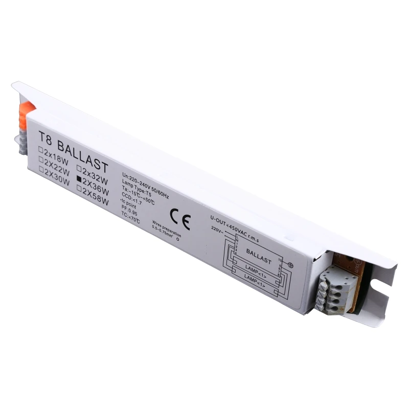 

1Pc Universal High Ballast Factor Ballast 2x36W Wide Voltage T8 Instant Start Electronic Fluorescent Lamp Ballast