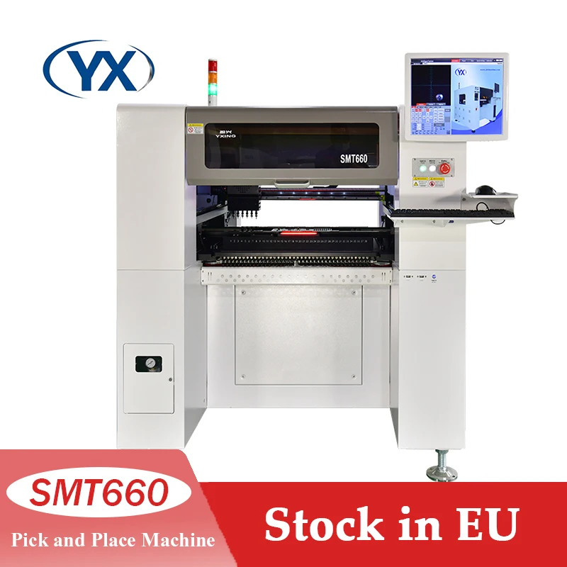 

Stock in EU SMT660 Electronics Production Machinery Automatic Led Making Chip Mounter Assembly Pcb Smt Pick and Place Machine