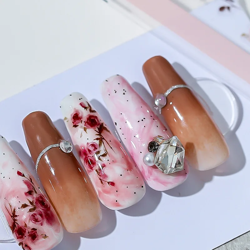 1 лист акварельных розовых роз декоративные наклейки для ногтей весенние 3D