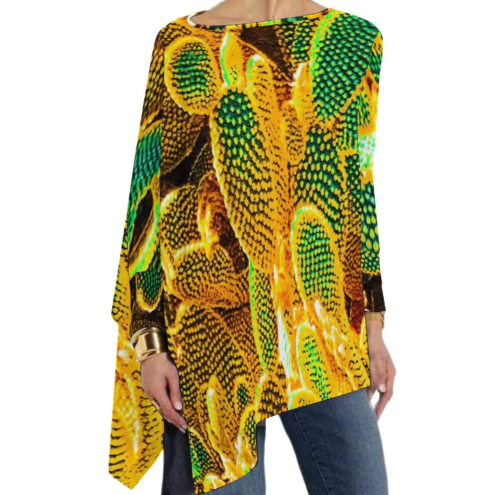 

Africa Cactus Print T-Shirts Desert Plants Y2K T Shirt Woman Long Sleeve O Neck Casual Tshirt Big Size Custom Top Tees