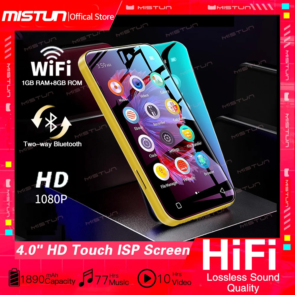 

MP3-плеер с поддержкой Wi-Fi, Android, MP4, Bluetooth, 4,0 дюйма